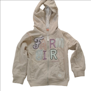 Farm Girl Kids Zip-Up Hoodie - Cream